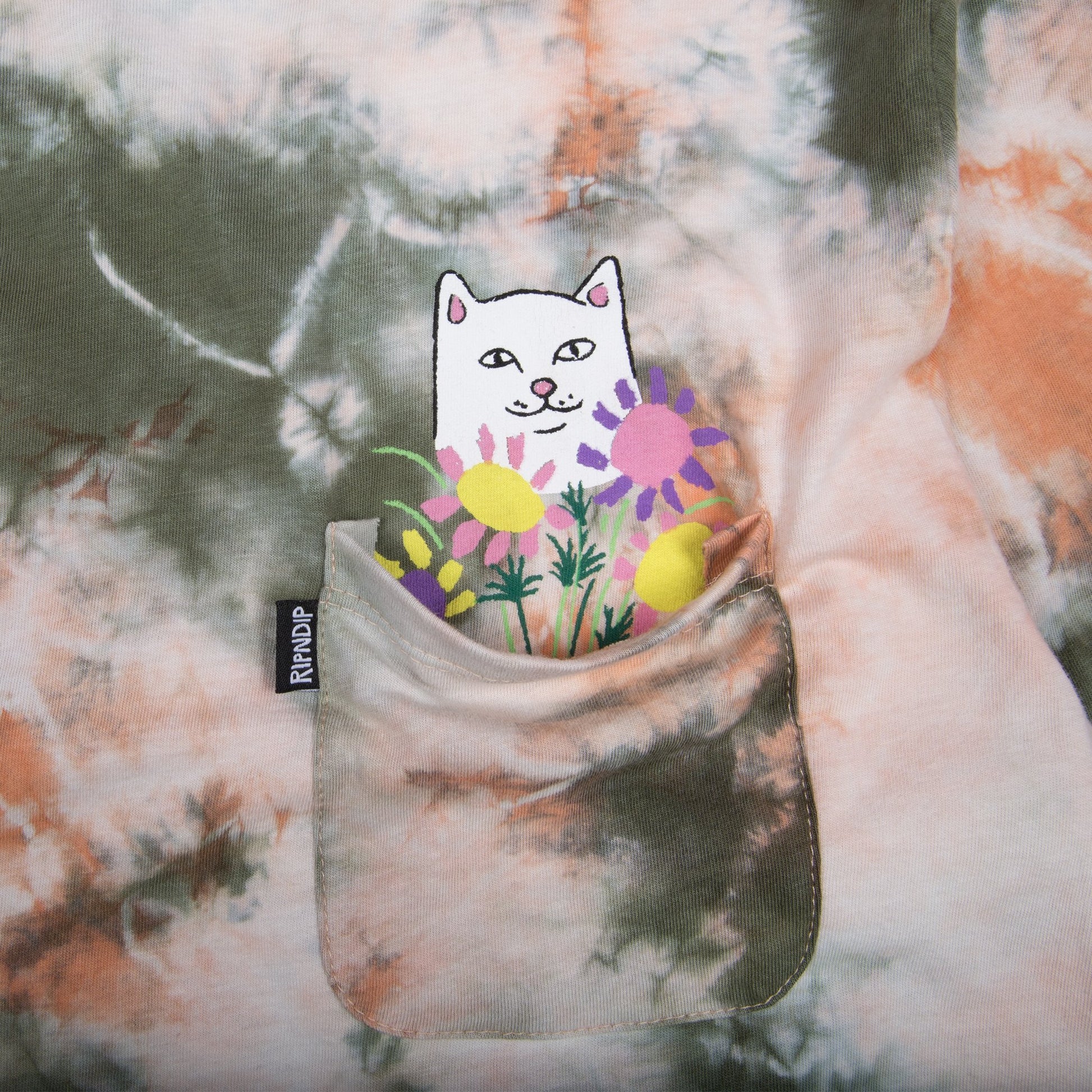RIPNDIP - Flowers For Bae Men's L/S Tee, Green/Pink Acid Wash - The Giant Peach