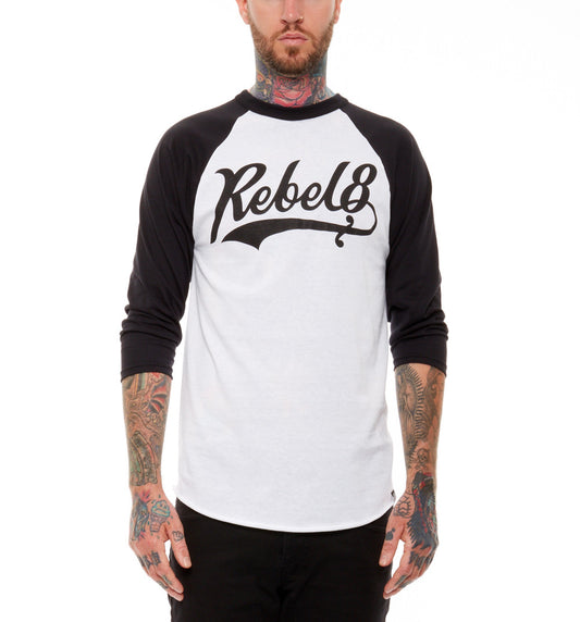 REBEL8 - Lefty Men's L/S Raglan Jersey Shirt, White - The Giant Peach