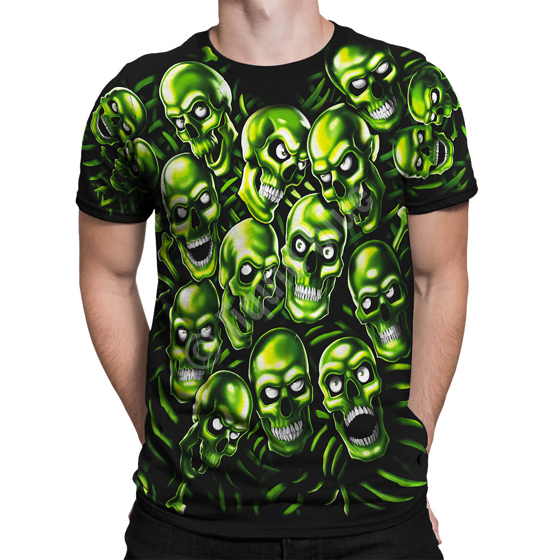 Liquid Blue Skull Pile Men's Tee, Green/Black – The Giant Peach