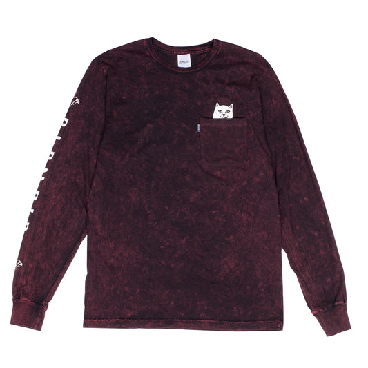 RIPNDIP - Lord Nermal Men's L/S Pocket Tee, Blood Wash - The Giant Peach