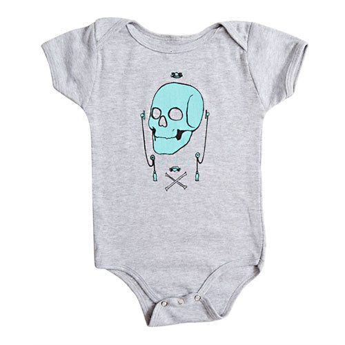 P.O.S. - Glover Skull Infant One Piece, Heather Grey - The Giant Peach