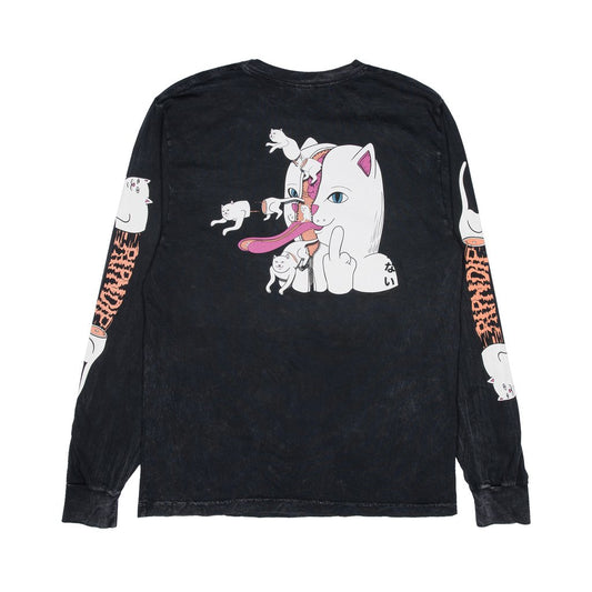 RIPNDIP - Zipperface Men's L/S Tee, Black Mineral Wash