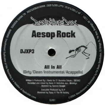Aesop Rock - All In All b/w Karniege - Make News, 12" Vinyl - The Giant Peach