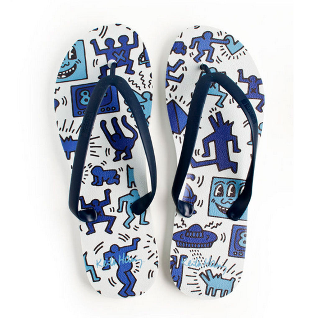 Tidal - Keith Haring Coloring Book Men's Flip Flops, Light Blue - The Giant Peach