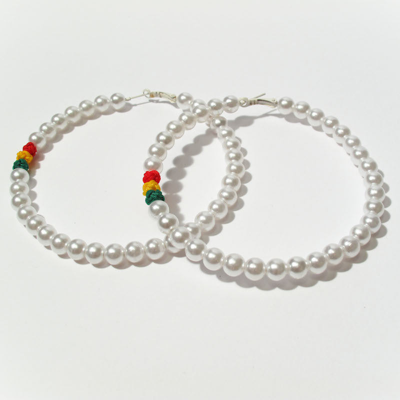 Trixy Starr - Classy Ras Hoop Earrings, pearly white - The Giant Peach