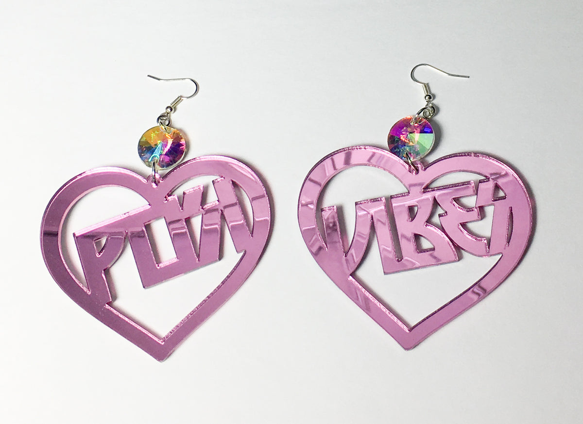 TRIXY STARR - Posi Vibes Earrings, Pink - The Giant Peach