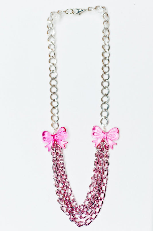 TRiXY STARR - Jaime Necklace, Pink/Silver - The Giant Peach