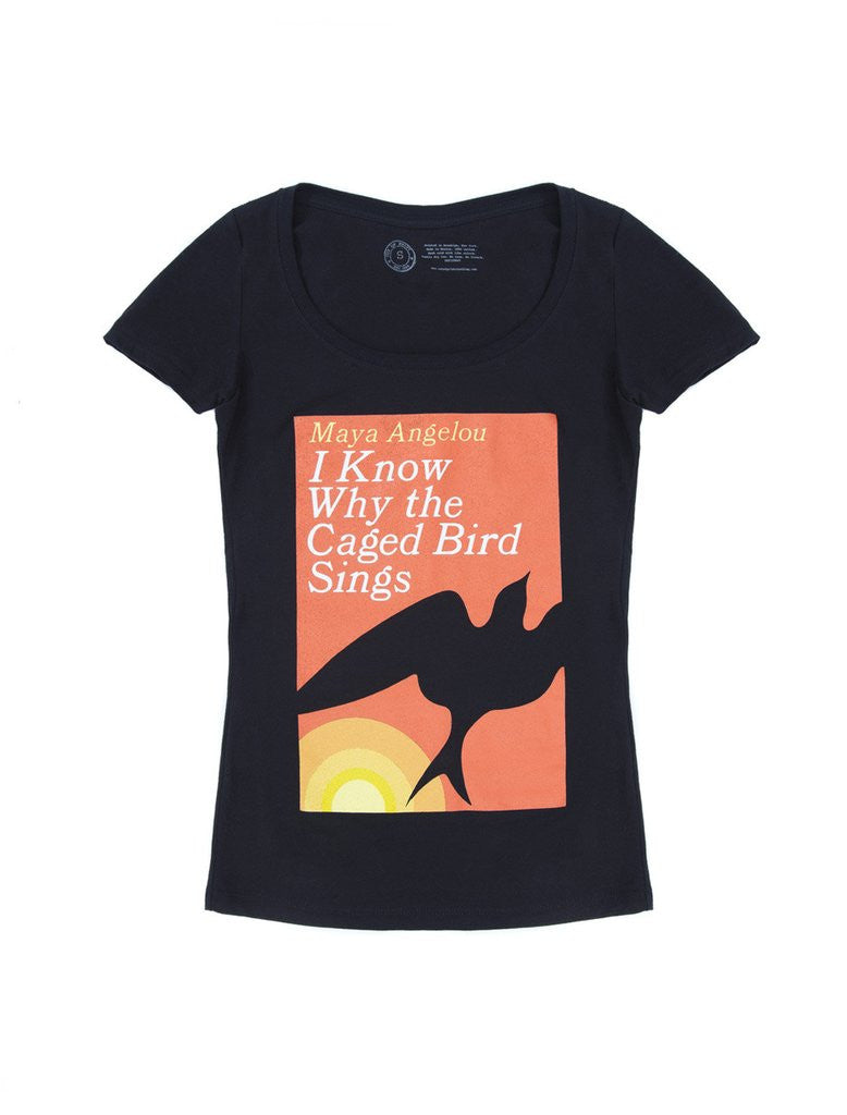 Out Of Print - I Know Why The Caged Bird Sings Women's Shirt, Black - The Giant Peach