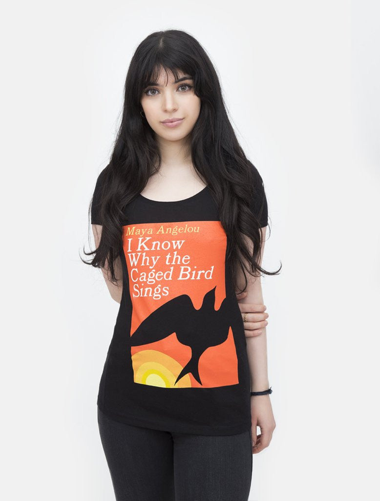 Out Of Print - I Know Why The Caged Bird Sings Women's Shirt, Black - The Giant Peach