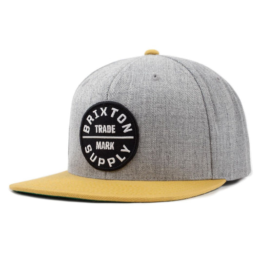 Brixton - Oath III Men's Snapback Hat, Heather Grey/Gold - The Giant Peach