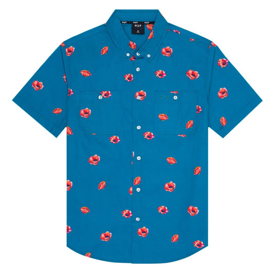 HUF - Poppy Woven S/S Men's Shirt, Biscay Bay