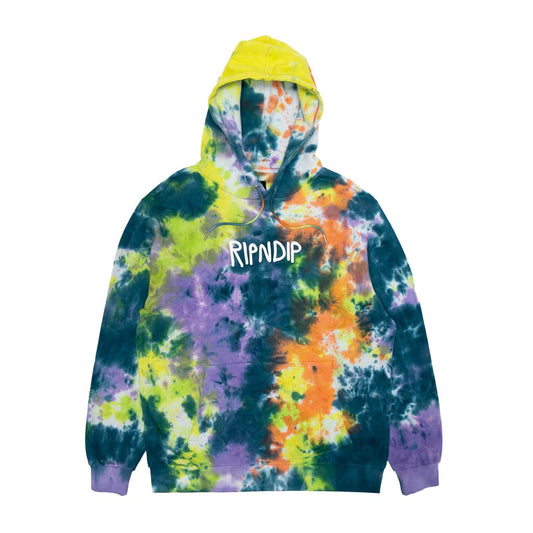 RIPNDIP - Rubber Logo Men's Hoodie, Tie Dye