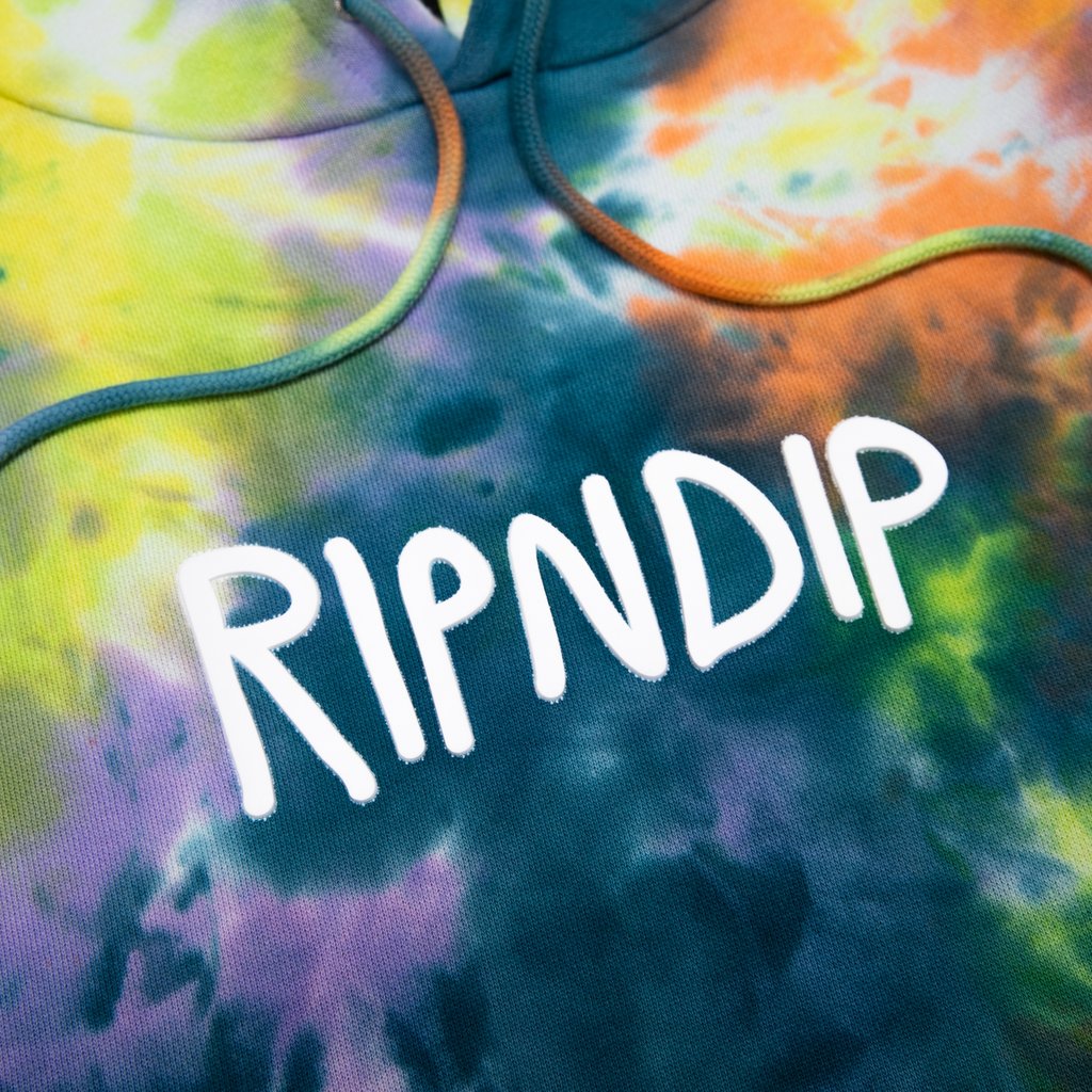 RIPNDIP - Rubber Logo Men's Hoodie, Tie Dye