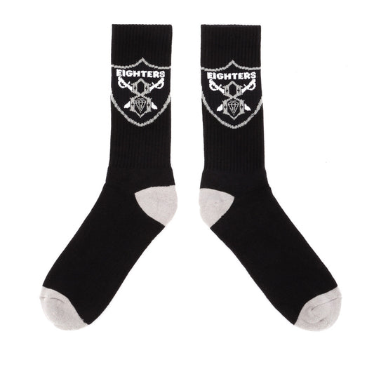 REBEL8 - Eighters Socks, Black/White - The Giant Peach