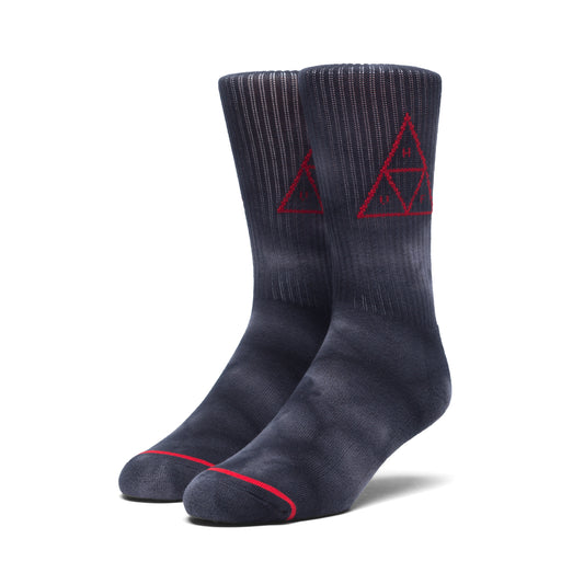 HUF Spot Dye Triple Triangle Crew Socks, Black