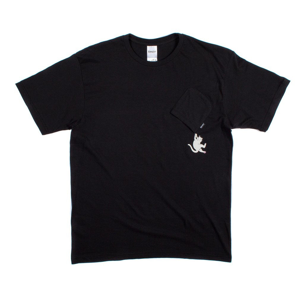 RIPNDIP - Hang In There Men's Pocket Tee, Black - The Giant Peach