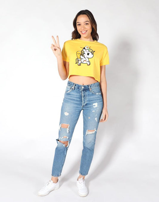 tokidoki x gudetama - Unicorno Gudetama Women's Crop Tee, Yellow