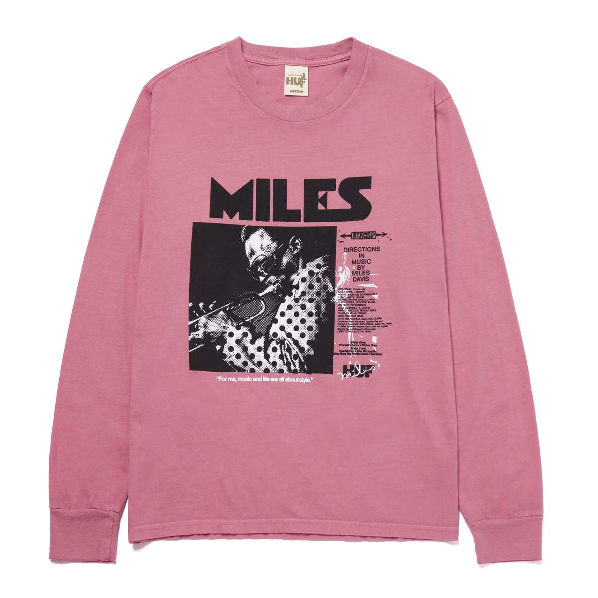 HUF x Miles Davis -  Voodoo Washed L/S Tee, Dusty Rose