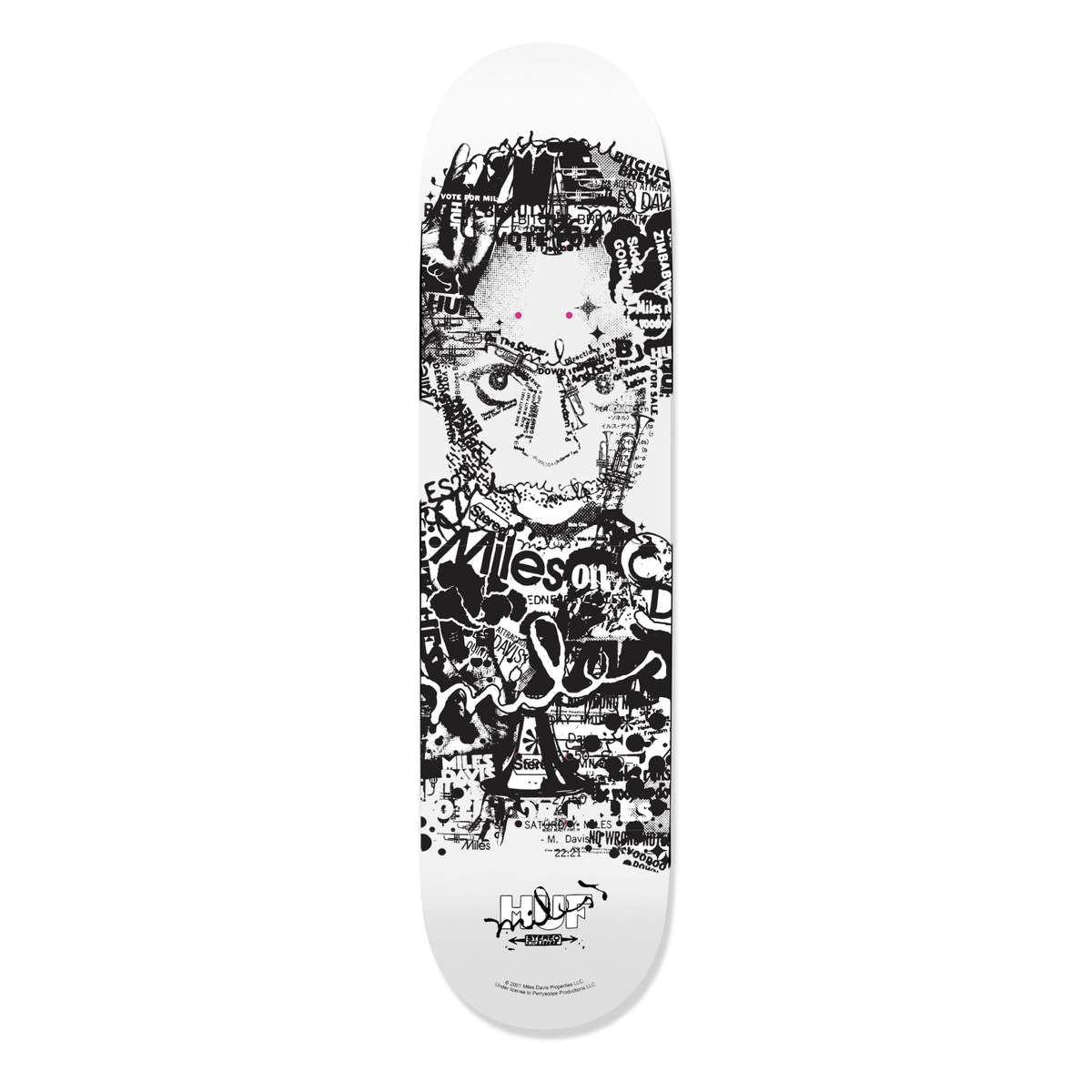 HUF x Miles Davis - Vote For Miles Skateboard Deck, White