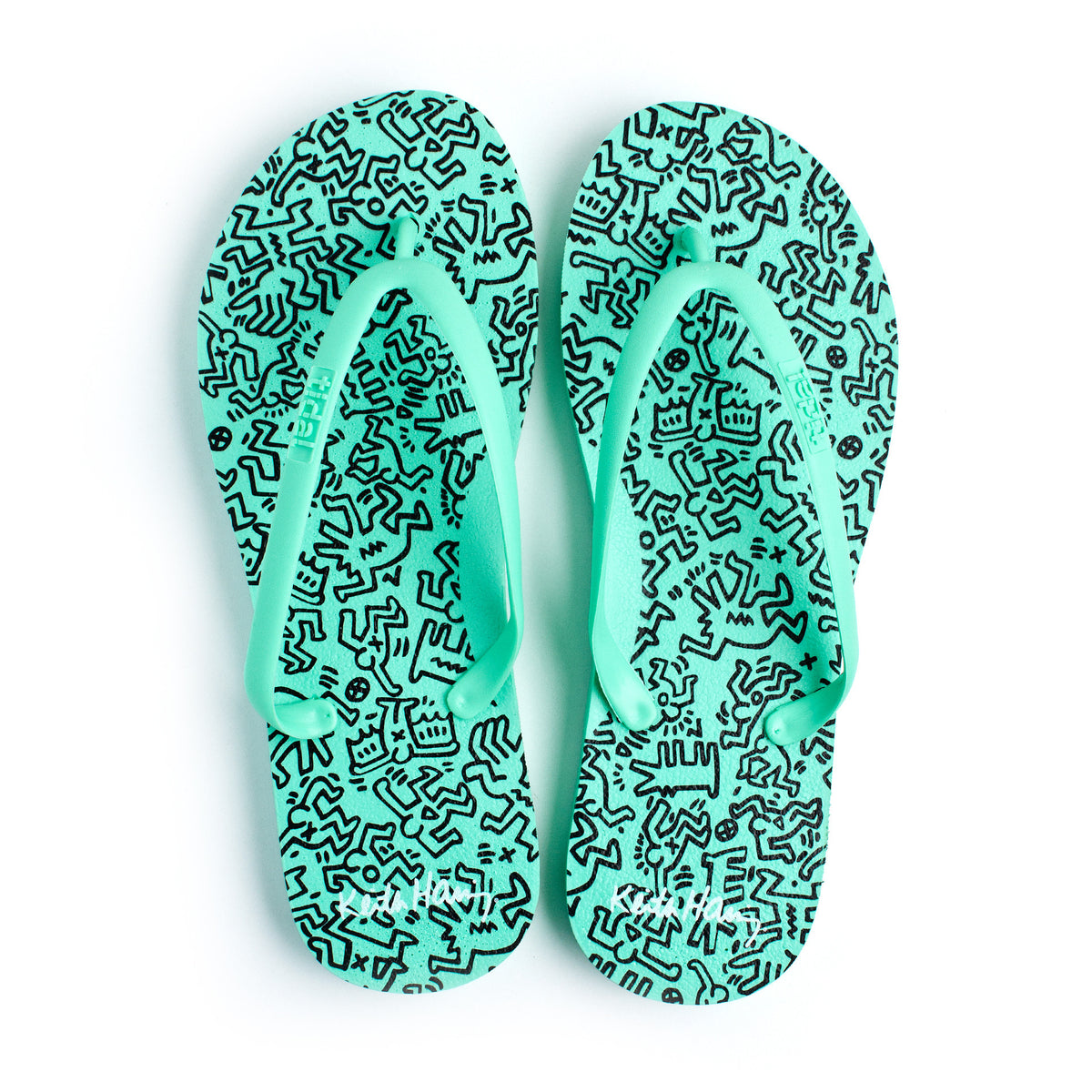 Tidal - Keith Haring Wiggle Women's Flip Flops, Green - The Giant Peach