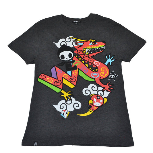 tokidoki TKDK - Adios Drago Men's Shirt, Dark Heather Grey - The Giant Peach