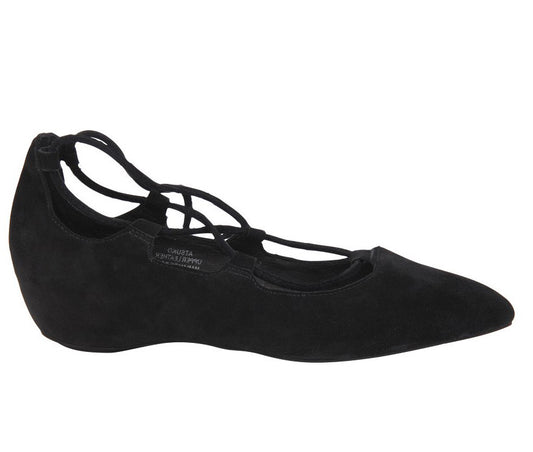 Jeffrey Campbell - Atsuko Suede Flats, Black - The Giant Peach