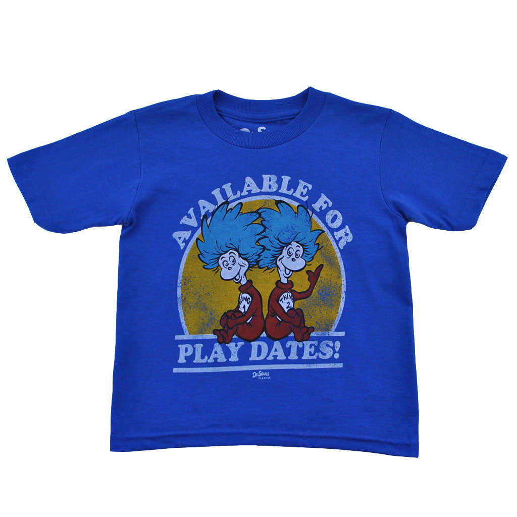 Dr. Seuss - Thing 1 and Thing 2 Play Dates Toddler Tee, Blue - The Giant Peach