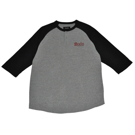 Brixton - Barley Men's 3/4 Sleeve Tee, Heather Grey/Black - The Giant Peach