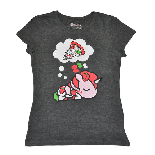tokidoki - Berry Good Pizza Women's Tee, Dark Heather Grey - The Giant Peach