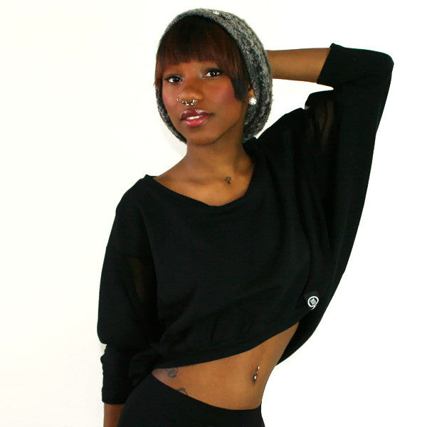DimePiece Designs - Paneled Women's Sweatshirt, Black - The Giant Peach