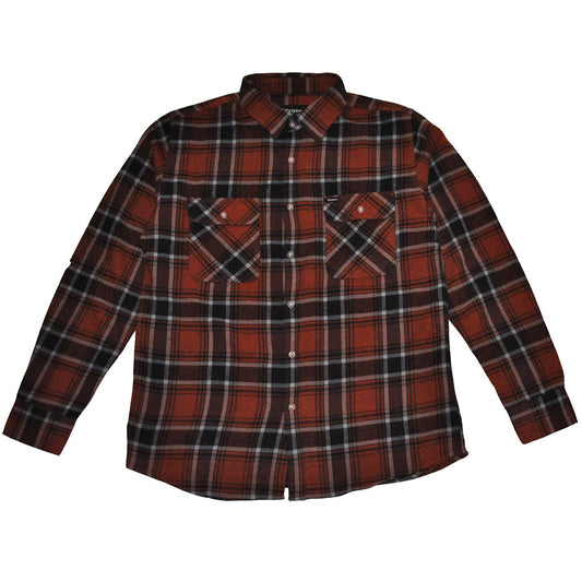 Brixton -Bowery Men's Flannel L/S Shirt, Rust - The Giant Peach