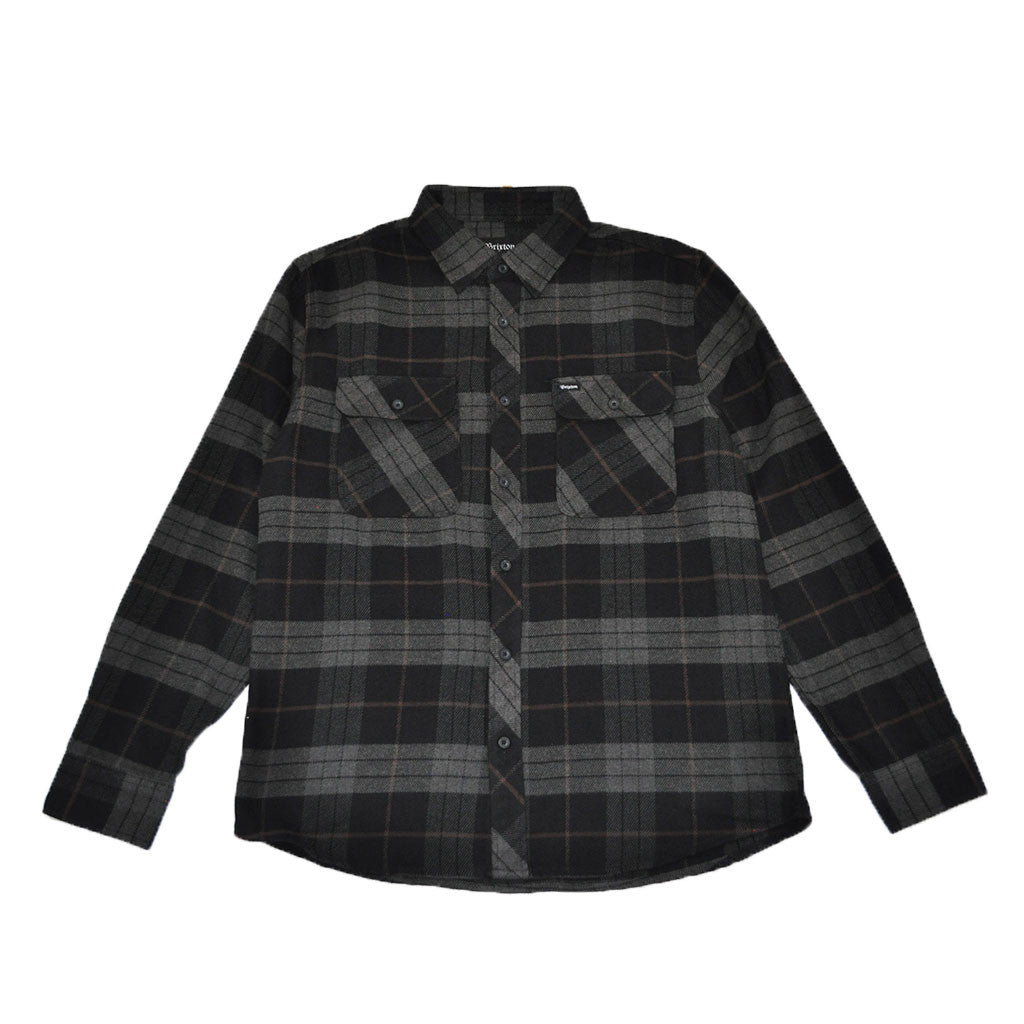 Brixton - Bowery Men's L/S Flannel Shirt, Black/Charcoal - The Giant Peach