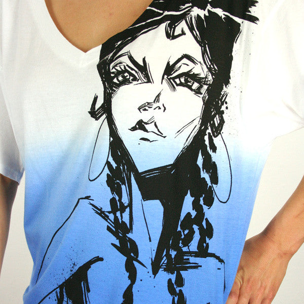 Harajuku Lovers - Pen & Ink Angel Wide V-Neck Top, Don't Be Blue - The Giant Peach