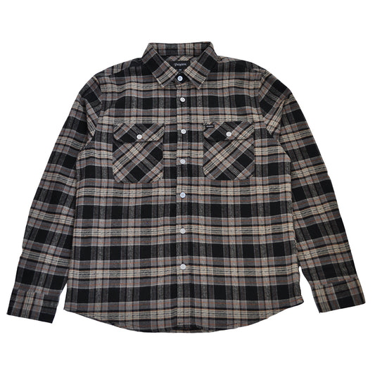 Brixton - Bowery Men's Flannel L/S Shirt, Black/Grey - The Giant Peach