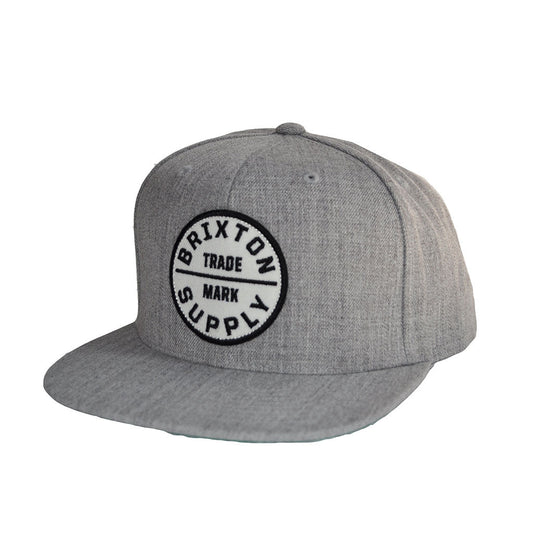 Brixton - Oath III Men's Snapback Hat, Light Heather Grey - The Giant Peach