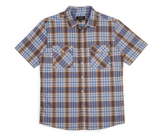 Brixton - Wayne Men's S/S Woven Shirt, Brown/Blue - The Giant Peach