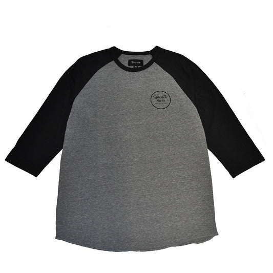 Brixton - Wheeler Men's 3/4 Sleeve Tee, Heather Grey/Black - The Giant Peach