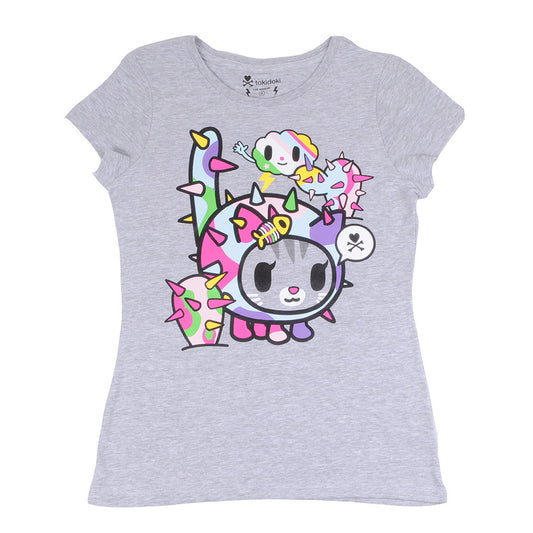 tokidoki - Camo Carina Women's Shirt, Light Heather Grey - The Giant Peach