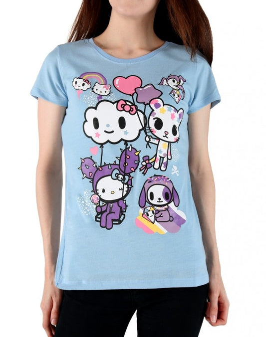 tokidoki  x Hello Kitty Candy Clouds Women's Tee, Blue - The Giant Peach