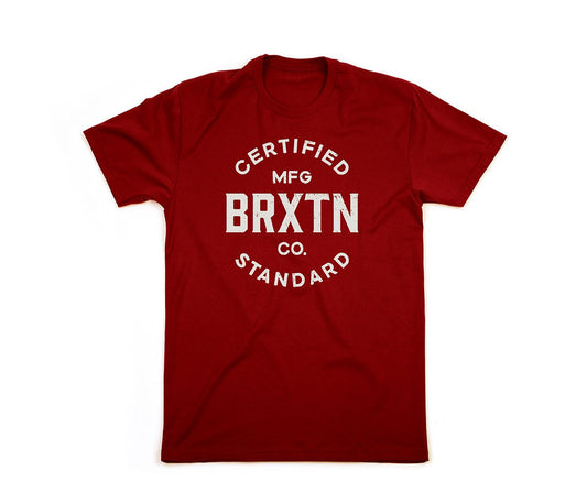 Brixton - Cane Men's S/S Tee, Burgundy/Cream - The Giant Peach