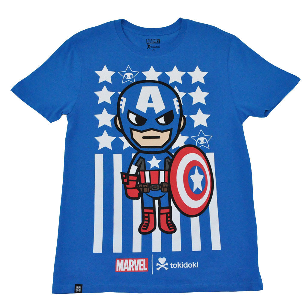 tokidoki TKDK - Captain America Men's Shirt, Blue - The Giant Peach