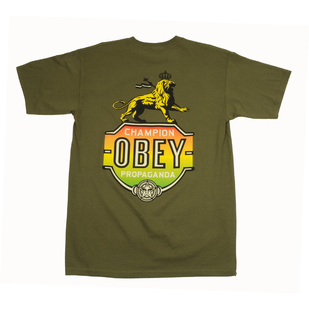 OBEY - Champion Lion Men's Tee, Olive - The Giant Peach