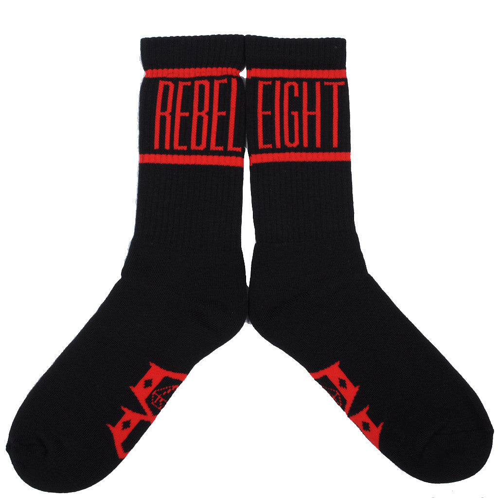 Rebel8 - Degenerate Socks, Black and Red - The Giant Peach