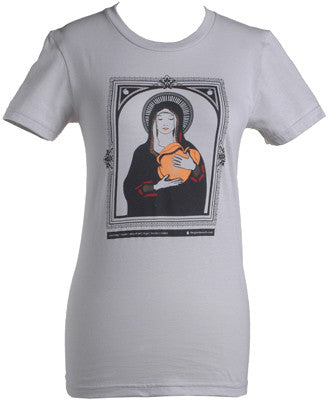 Giant Peach Virgin Mary Girl's Shirt, Silver - The Giant Peach