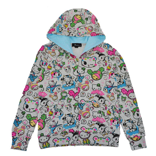 tokidoki - Emoji Kitty Women's Hoodie, Light Heather Grey - The Giant Peach