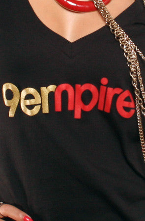 Adapt - Empire Women's V-Neck Shirt, Black - The Giant Peach