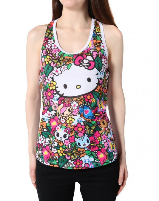tokidoki x Hello Kitty - Floral Friends Women's Racerback Tank Top, White