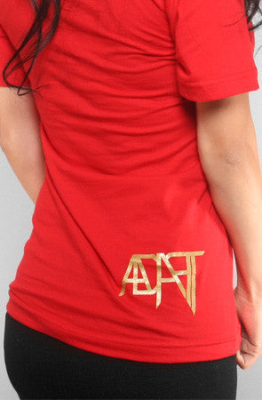 Adapt - Gold Blooded Women's V-Neck Shirt, Red - The Giant Peach