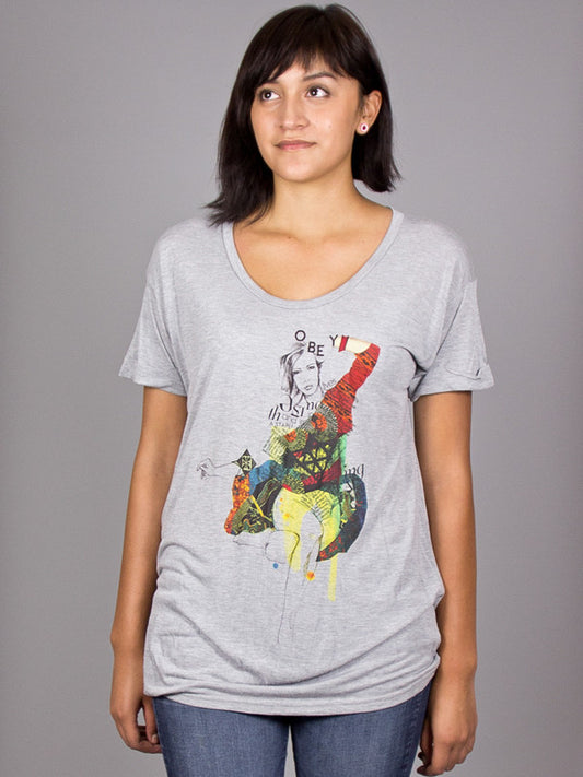 OBEY - Nolita Rayon Women's Shirt, Heather Grey - The Giant Peach