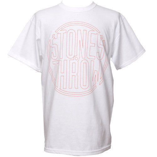Stones Throw - Outline Logo Shirt, White (w/ Orange) - The Giant Peach